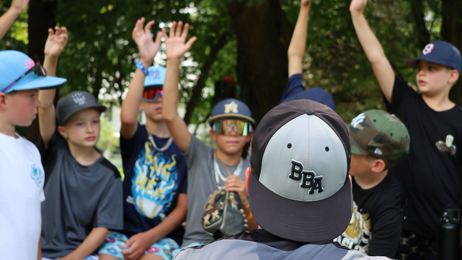 Kids having fun at a Buchman Baseball event