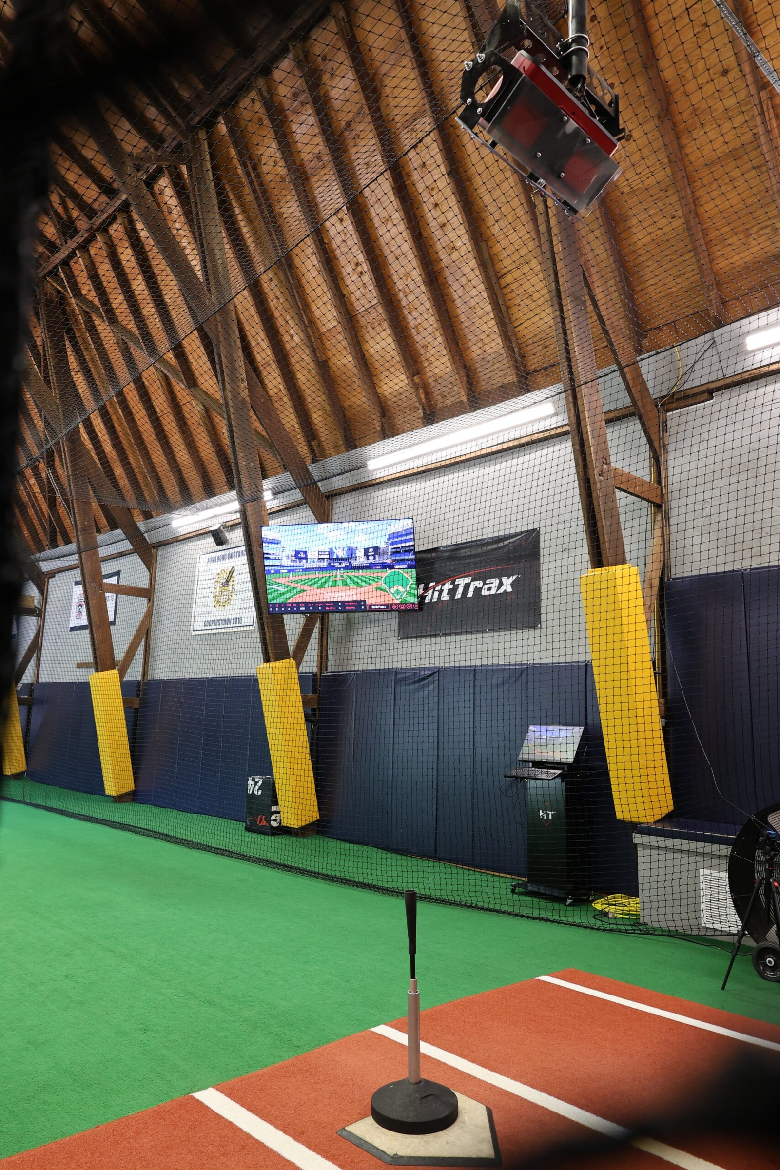 HitTrax screen in the batting cage